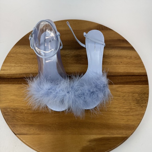 Womens Givenchy G Cube Blue Leather Feather Strappy Heeled Sandals‎ Size 35 GUC - Picture 4 of 9